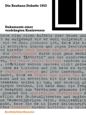 cover image of Die Bauhaus-Debatte 1953